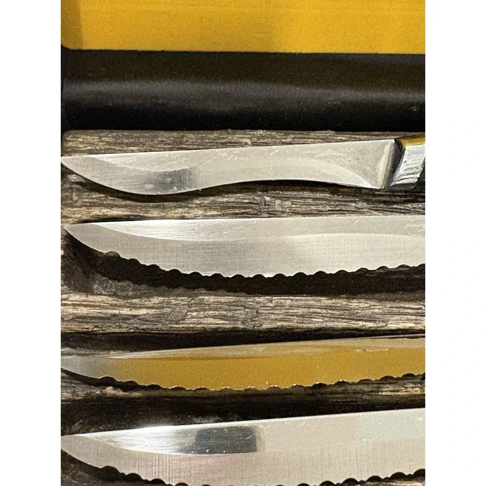 Vintage West Bend Steak Knives Set of 6 Hand Crafted USA Serrated Blades Boxed